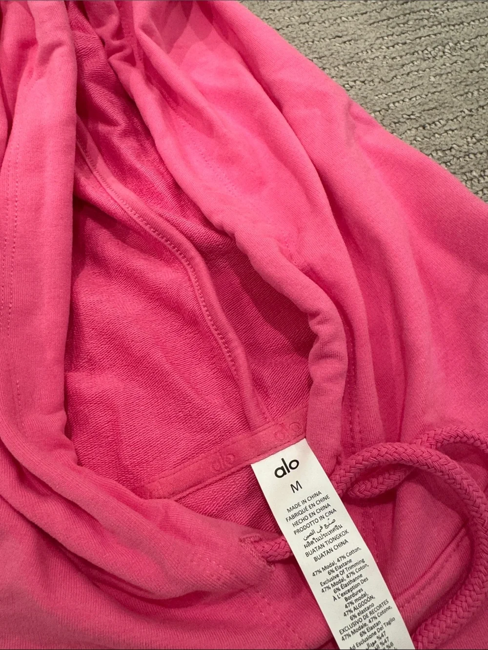 NWT ALO Yoga Cropped Double Take Hoodie Paradise Pink